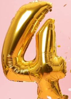 Foliowy balon CYFRA 4 - złoty błysk 85cm