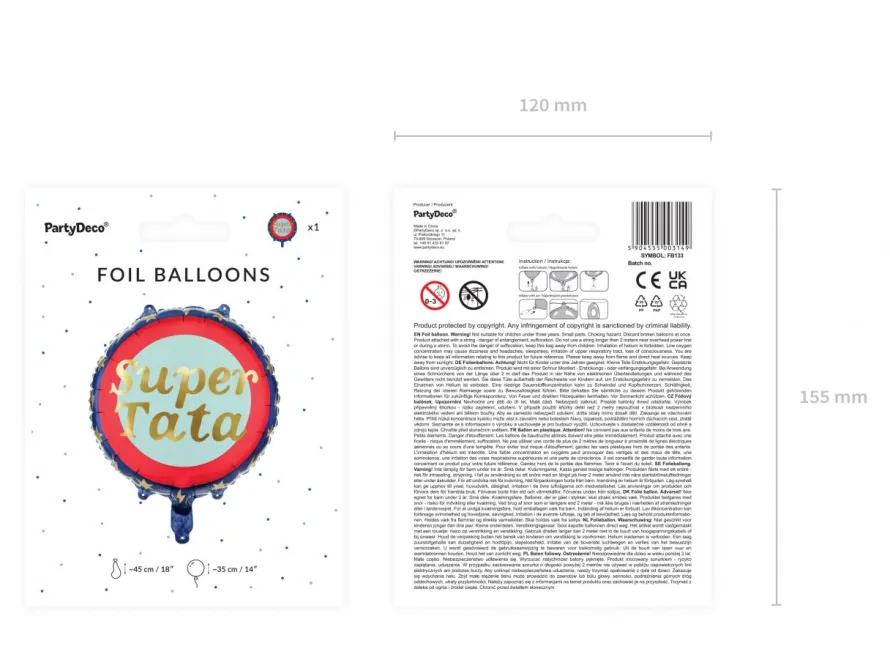 Foliowy balon dla taty SUPER TATA 35cm
