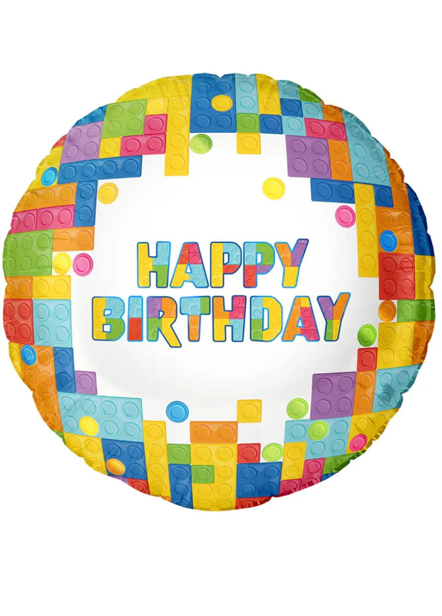 Foliowy balon Happy Birthday KLOCKI 45 cm