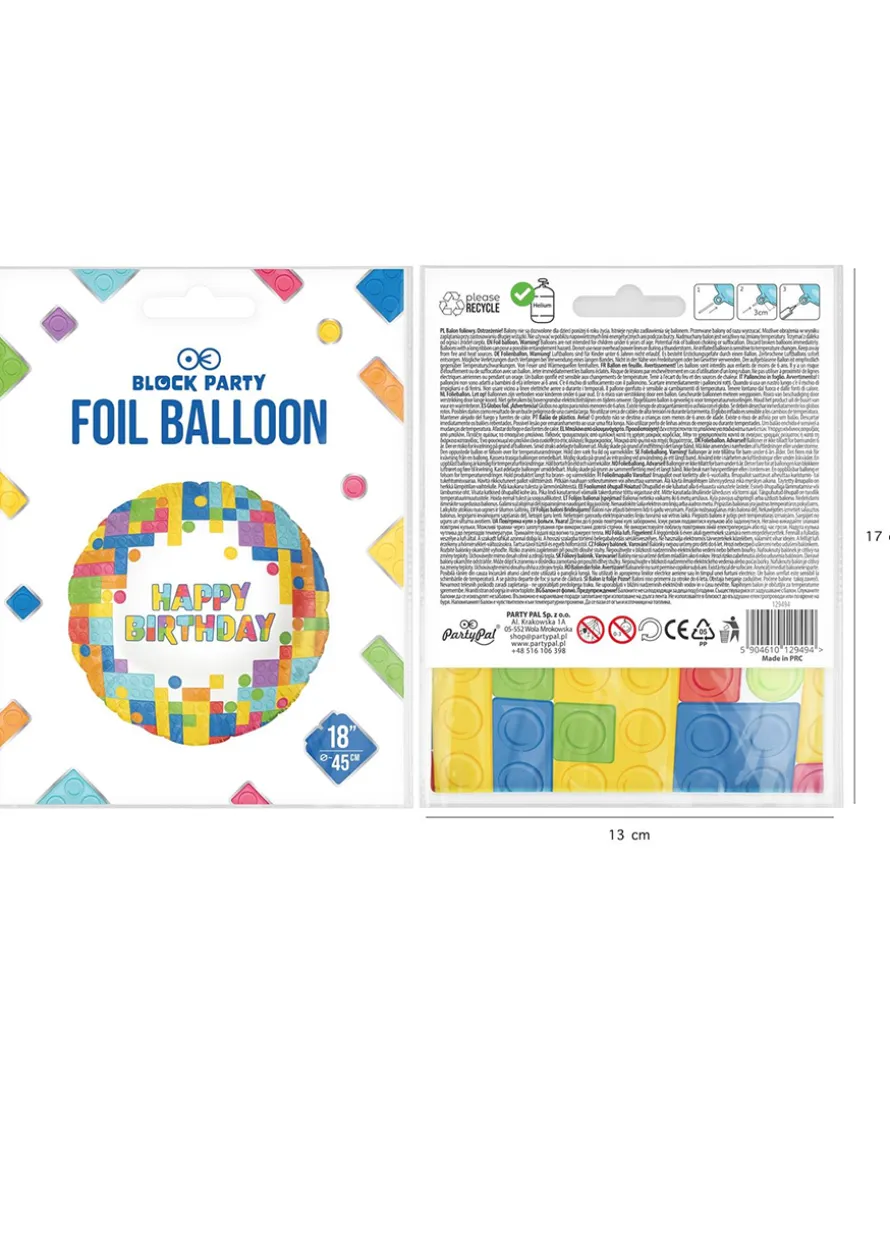 Foliowy balon Happy Birthday KLOCKI 45 cm