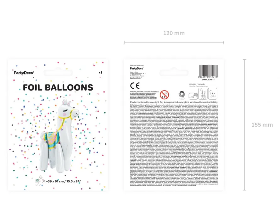 Foliowy balon LAMA biały 39x61cm