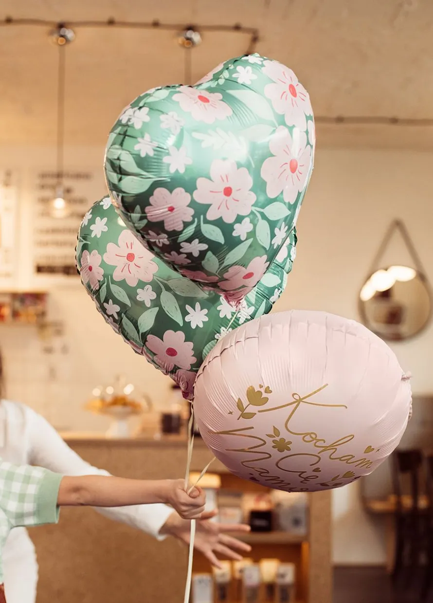 Foliowy balon SERCE w kwiaty (1szt.)