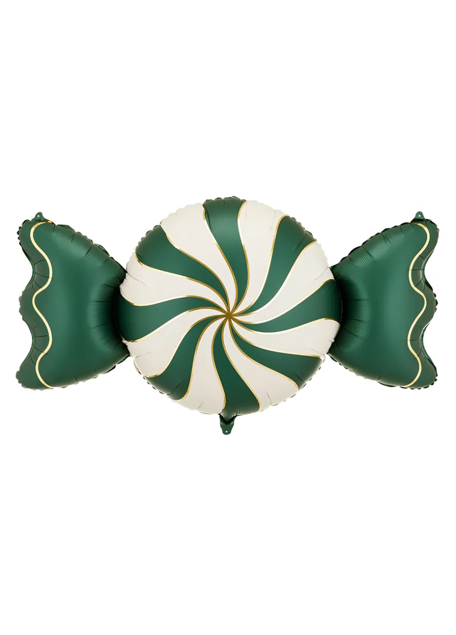 Foliowy balon świąteczny CUKIEREK zielono-beżowy 113 cm