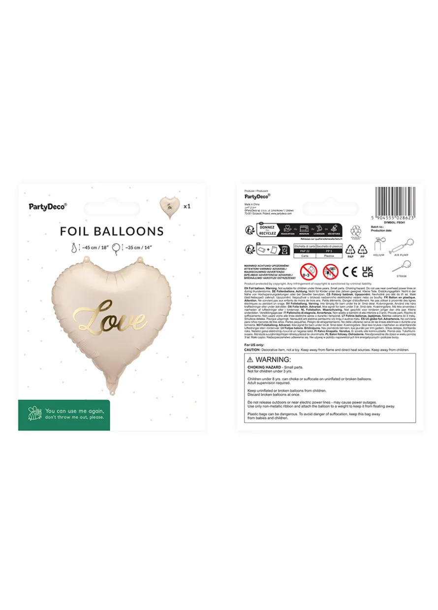 Foliowy balon w kształcie serca LOVE 45 cm