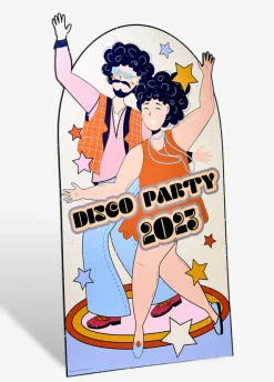 Fotościanka z otworami na twarz DISCO PARTY