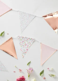 Girlanda flagi DITSY FLORAL różowe złoto