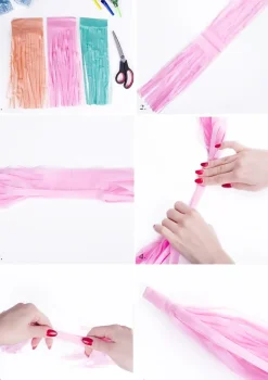 Girlanda frędzle DIY pomarańczowo-biała