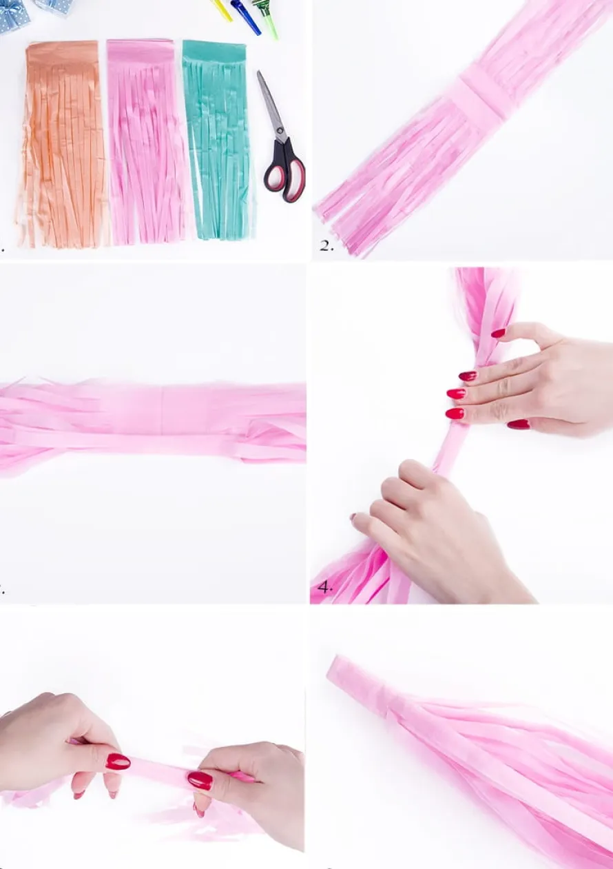 Girlanda frędzle DIY pomarańczowo-biała
