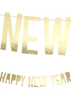 Girlanda HAPPY NEW YEAR złota dekoracja sylwestrowa (90cm)