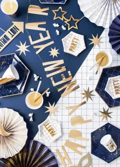 Girlanda HAPPY NEW YEAR złota dekoracja sylwestrowa (90cm)