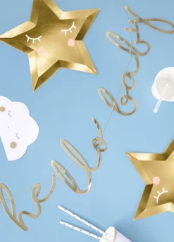 Girlanda HELLO BABY dekoracja baby shower złota