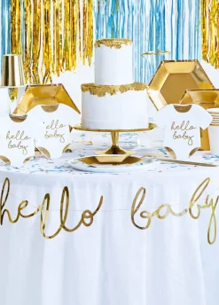 Girlanda HELLO BABY dekoracja baby shower złota