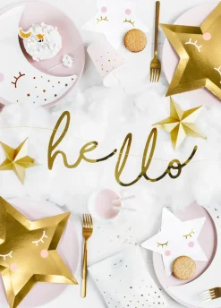 Girlanda HELLO BABY dekoracja baby shower złota
