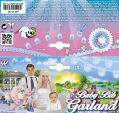 Girlanda na baby shower ŚLINIAK dekoracja niebieska 2,75m