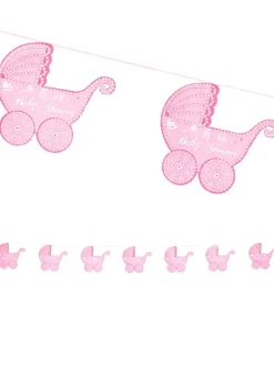 Girlanda na baby shower WÓZEK różowa 2,75m