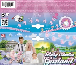 Girlanda na baby shower WÓZEK różowa 2,75m