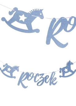 Girlanda na roczek KONIK NA BIEGUNACH niebieska