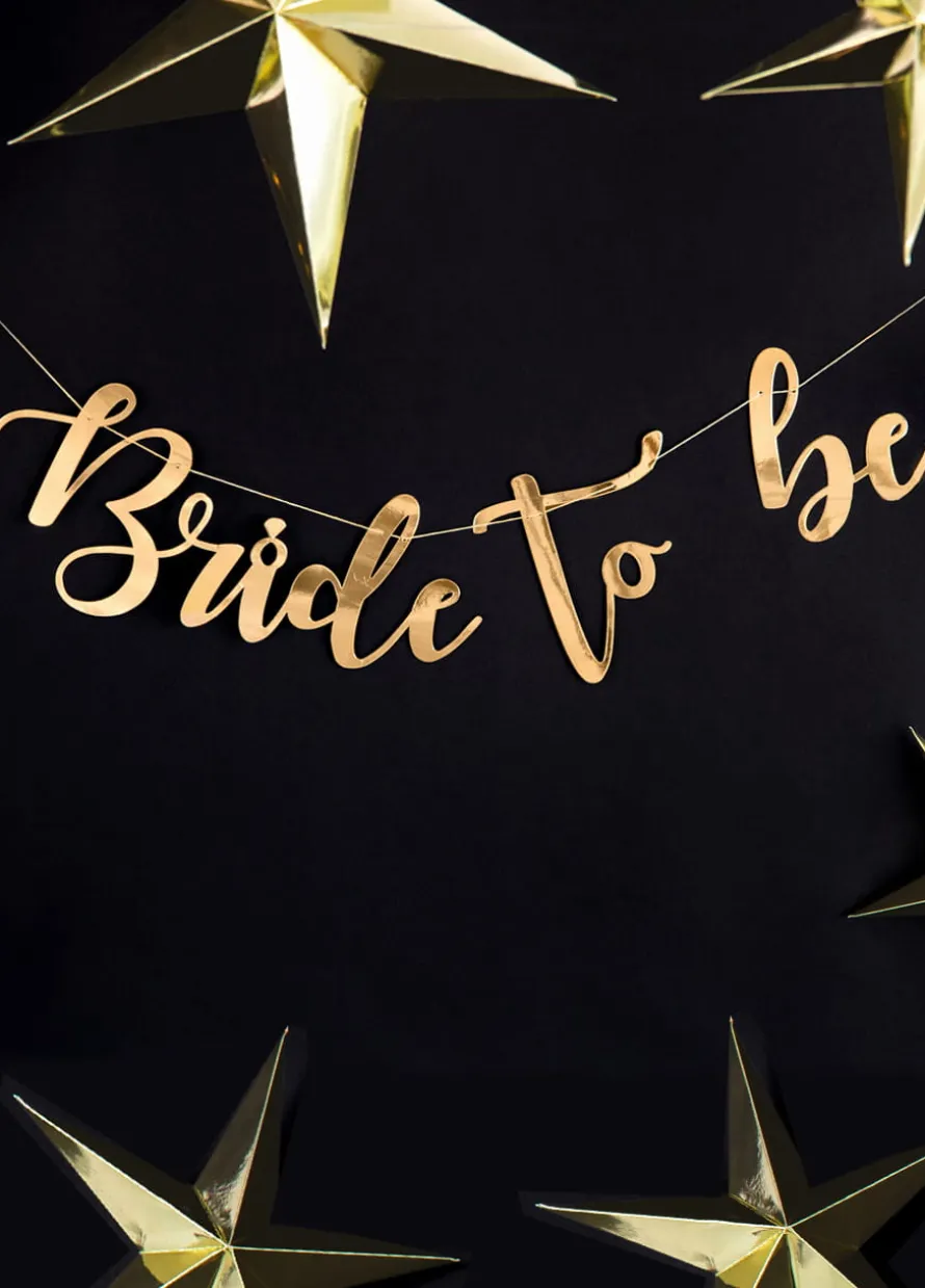 Girlanda na wieczór panieński BRIDE TO BE złota