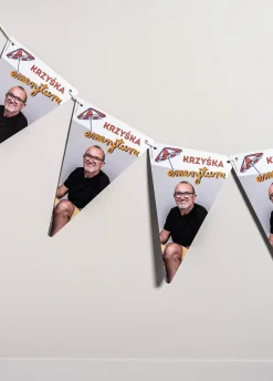 Girlanda personalizowana flagi ze zdjęciem EMERYT dekoracja na imprezę emerytalną