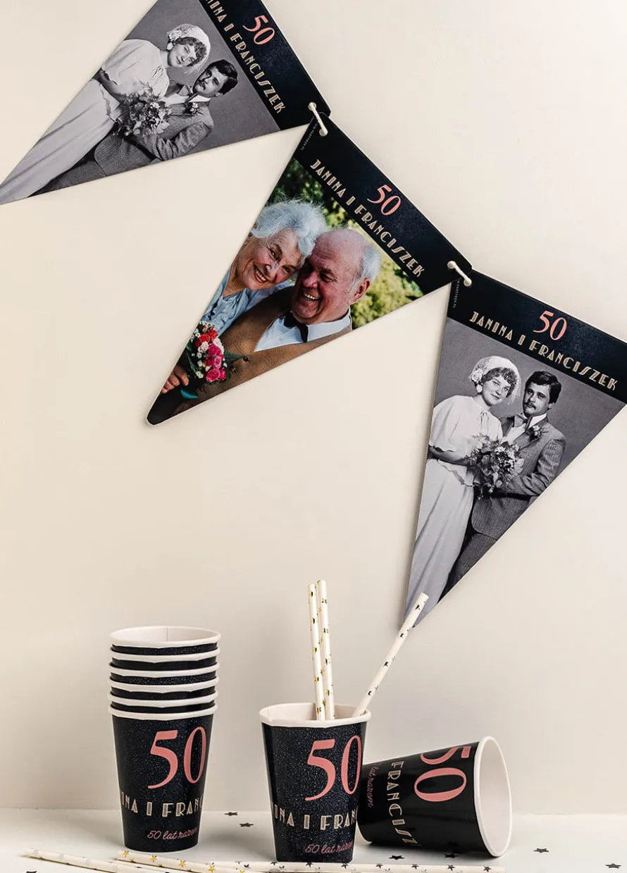 Girlanda personalizowana KIEDYŚ I DZIŚ dekoracja na rocznicę ślubu