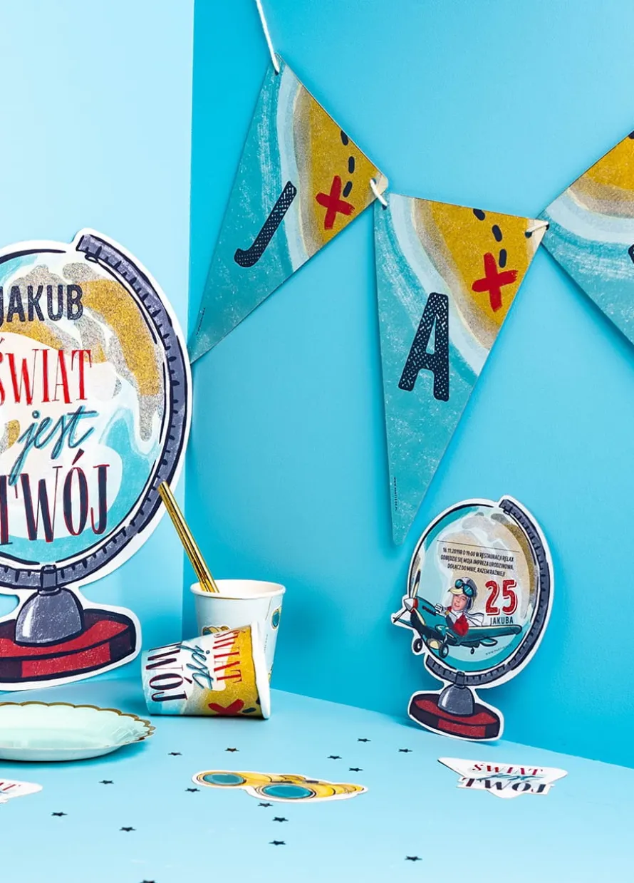 Girlanda personalizowana URODZINY PODRÓŻNIKA 4-8 znaków