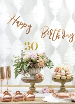 Girlanda urodzinowa HAPPY BIRTHDAY różowe złoto