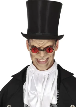 Gotyckie okulary czerwone Z KRZYŻYKAMI