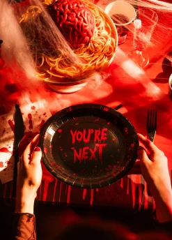 Halloweenowe talerzyki papierowe YOU'RE NEXT