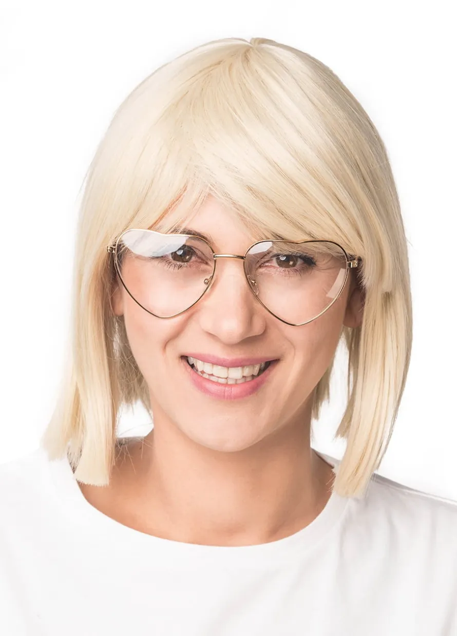 Imprezowe okulary SERDUSZKA złote oprawki