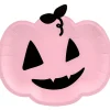 Jednorazowe talerzyki na Halloween DYNIA różowe (6szt.)