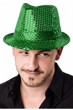 Kapelusz cekinowy zielony