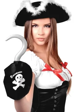 Kapelusz piracki TRICORN z białym futerkiem