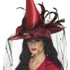 Kapelusz wiedźmy DELUXE czerwony kapelusz na Halloween