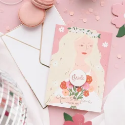 Kartka na panieński dla panny młodej BRIDE z przypinką