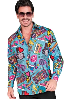 Kolorowa koszula LATA 80 - L/XL