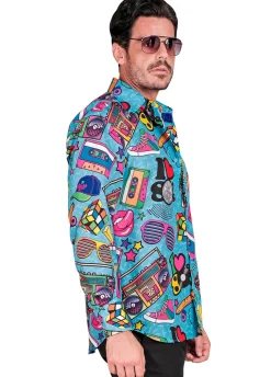 Kolorowa koszula LATA 80 - L/XL