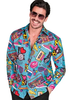 Kolorowa koszula LATA 80 - L/XL
