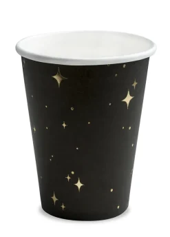 Kubeczki GOLD STAR czarno-złote 260ml (6szt.)