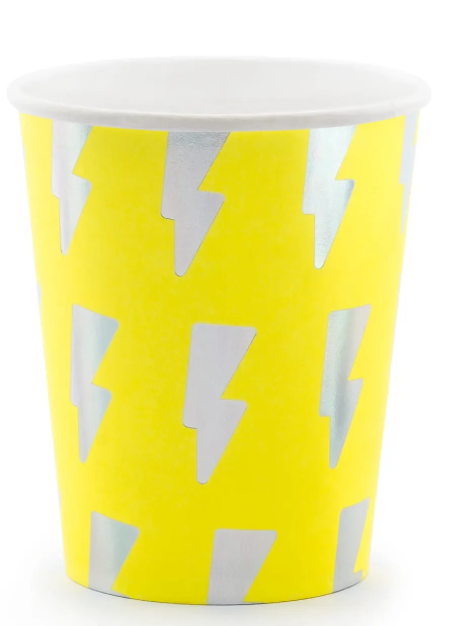 Kubeczki jednorazowe z nadrukiem ELECTRIC HOLO żółte 260ml (6szt.)