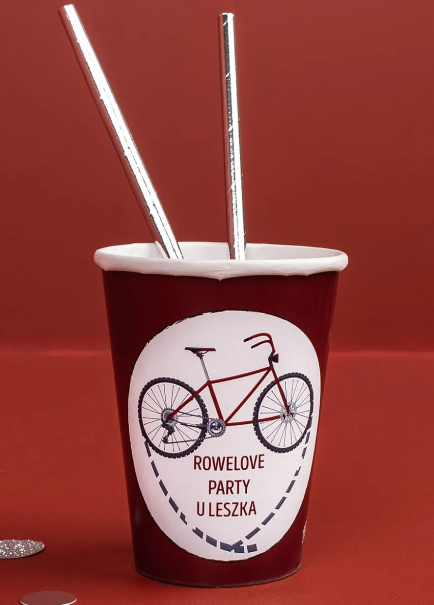 Kubeczki personalizowane na urodziny rowerzysty ROWEROWO (8szt.)