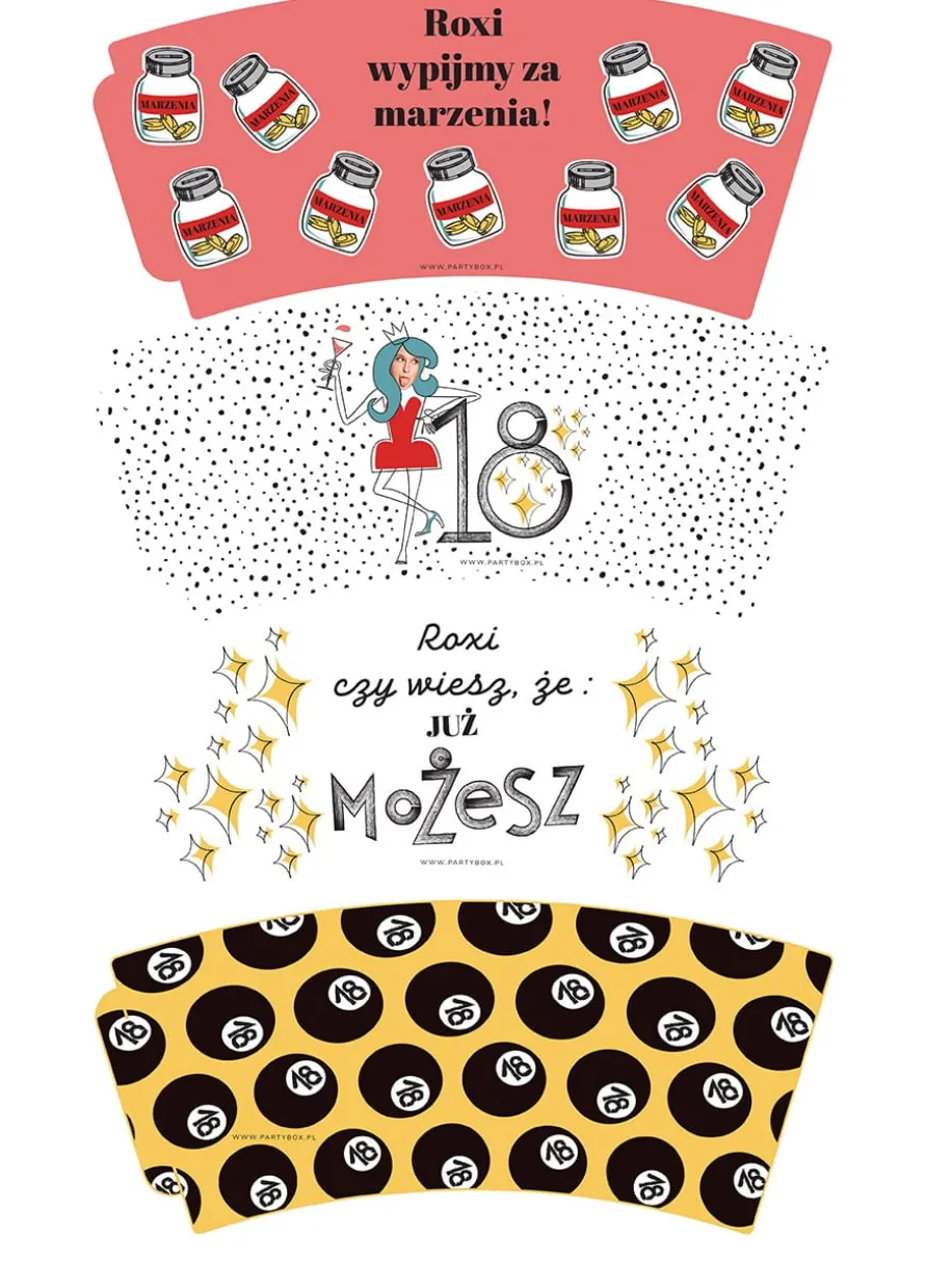 Kubeczki personalizowane 18 URODZINY Roxi (8szt.)
