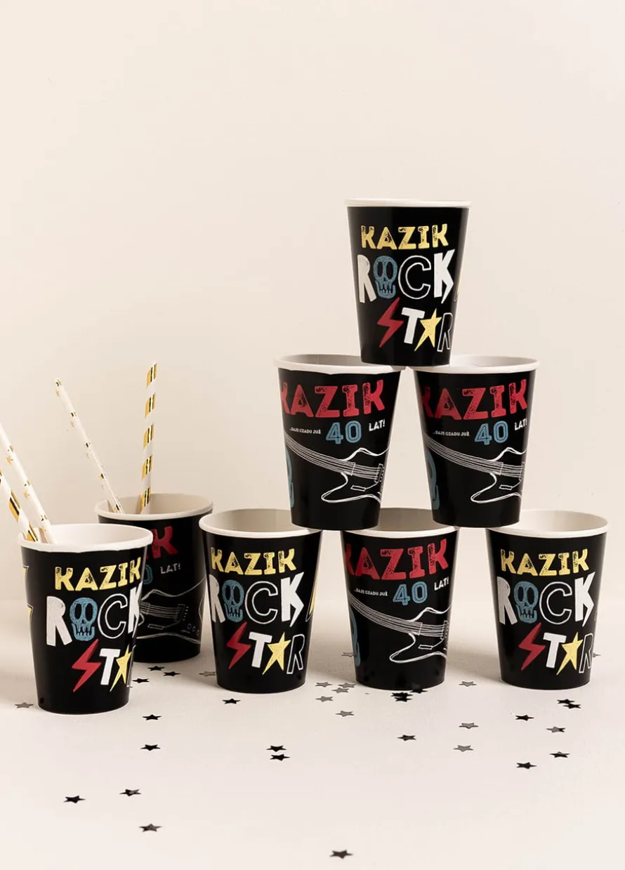 Kubeczki urodzinowe ROCKSTAR personalizowane (8szt.)