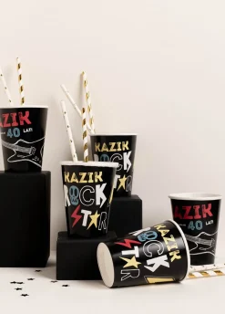 Kubeczki urodzinowe ROCKSTAR personalizowane (8szt.)