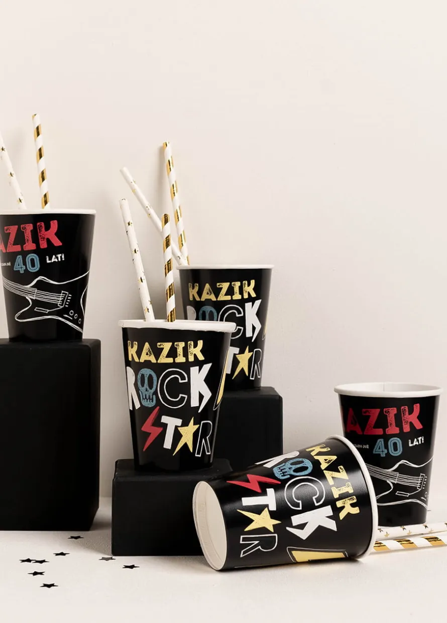 Kubeczki urodzinowe ROCKSTAR personalizowane (8szt.)