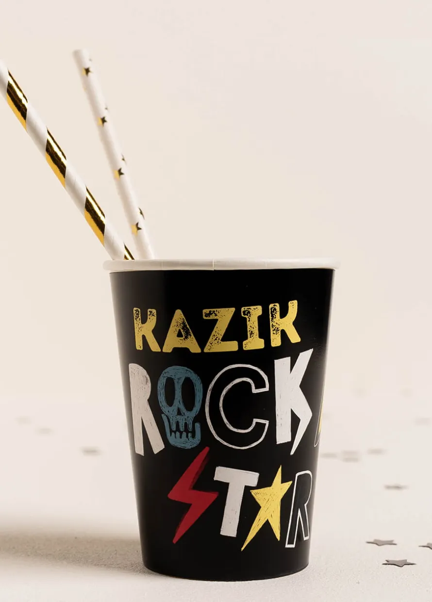 Kubeczki urodzinowe ROCKSTAR personalizowane (8szt.)