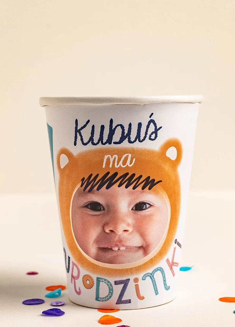 Kubeczki urodzinowe ROCZEK MISIA (8szt.)