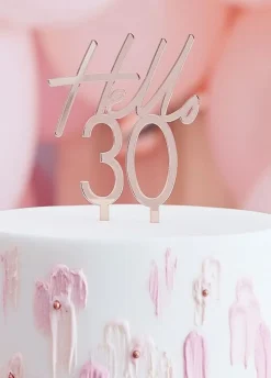 Lustrzany topper na tort HELLO 30 urodziny
