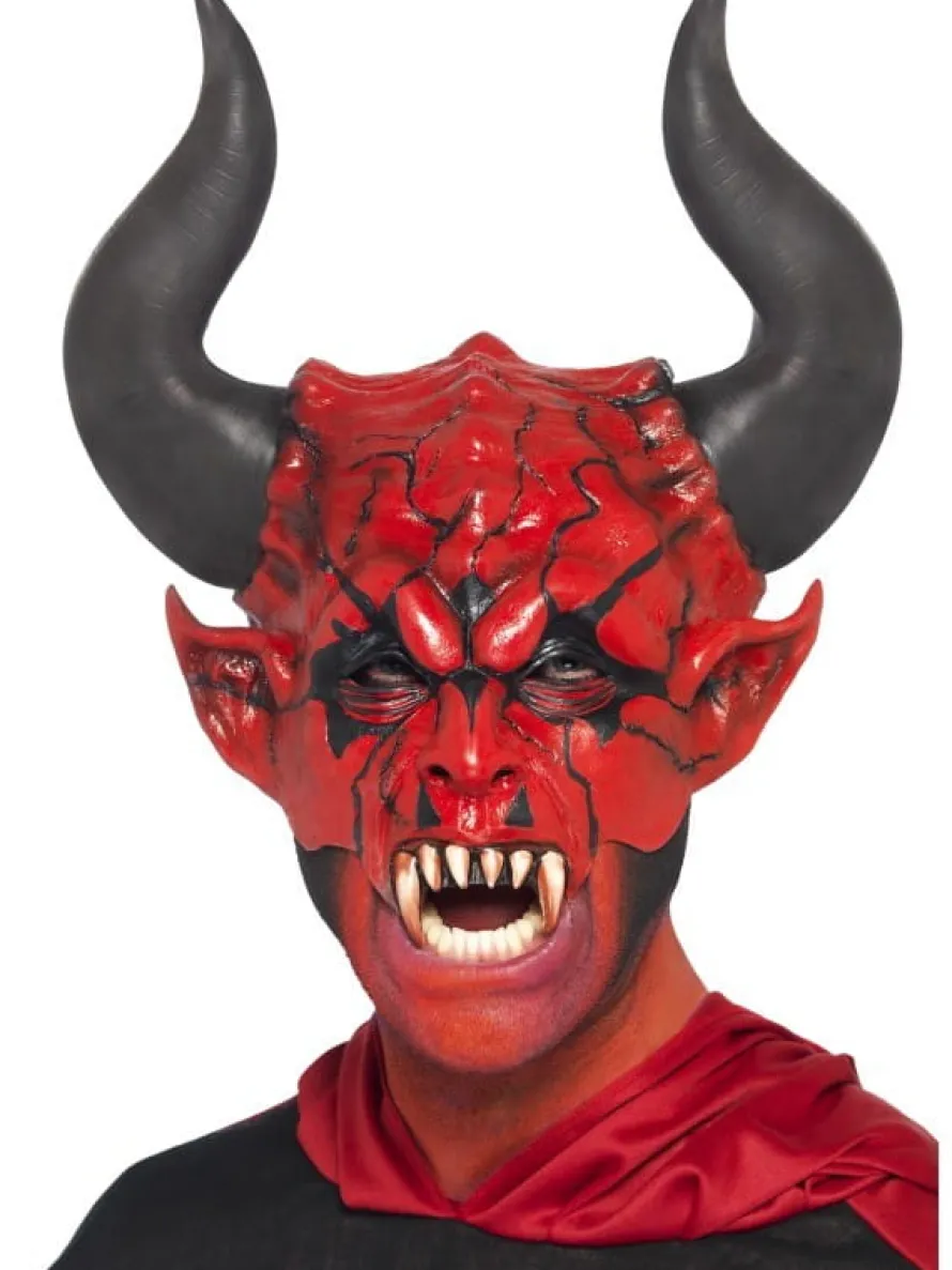 Maska DIABEŁ z rogami na Halloween