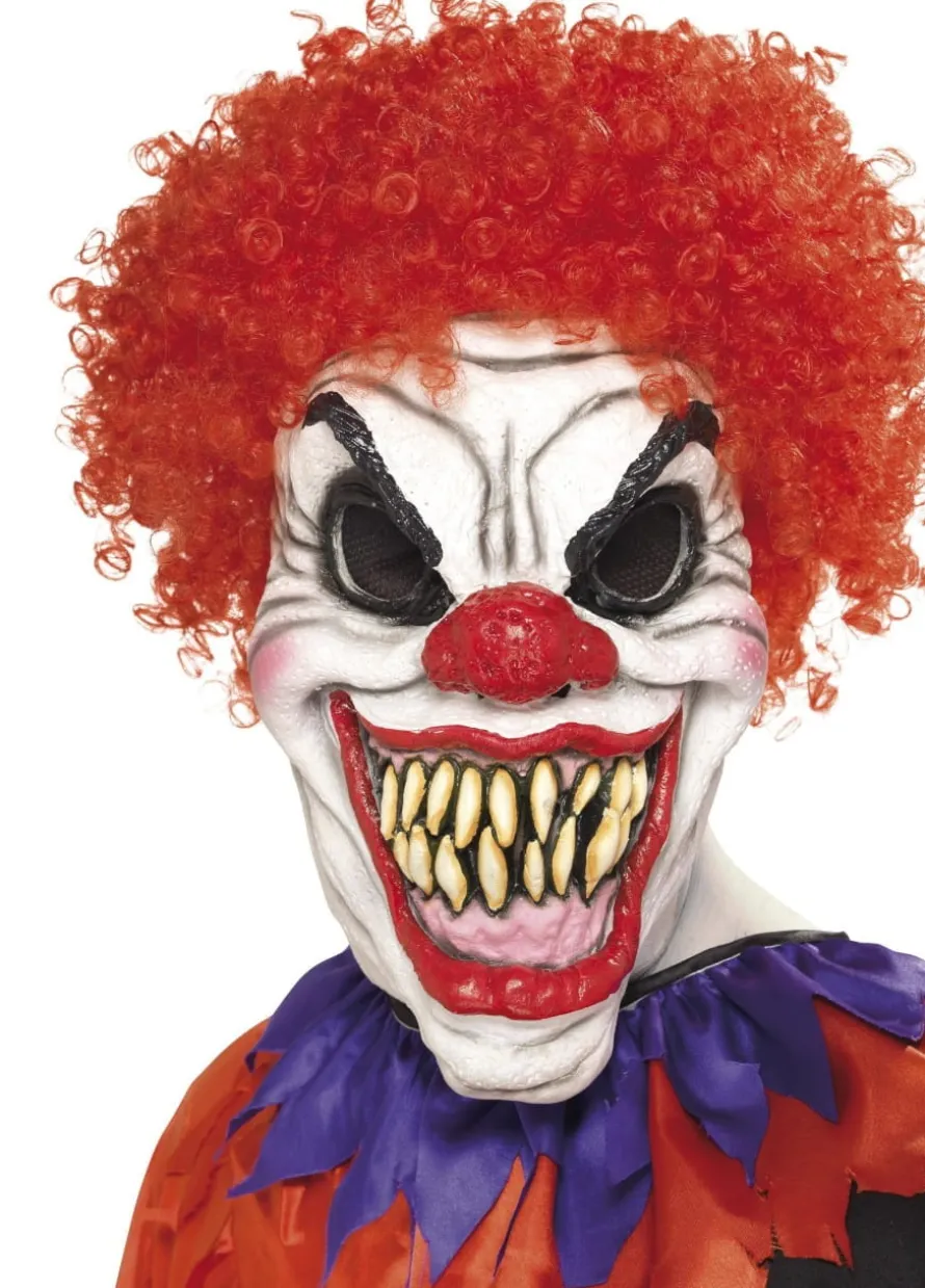 Maska halloweenowa HORROR KLAUN z włosami