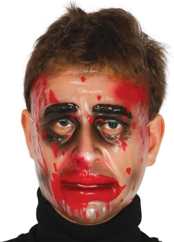 Maska transparentna ZAKRWAWIONY MĘŻCZYZNA halloweenowa maska